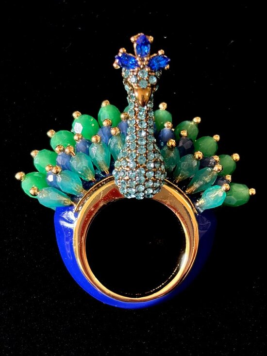 kate spade Jewelry - RARE Kate Spade Full Plume Peacock Cocktail Ring EXCELLENT CONDITION